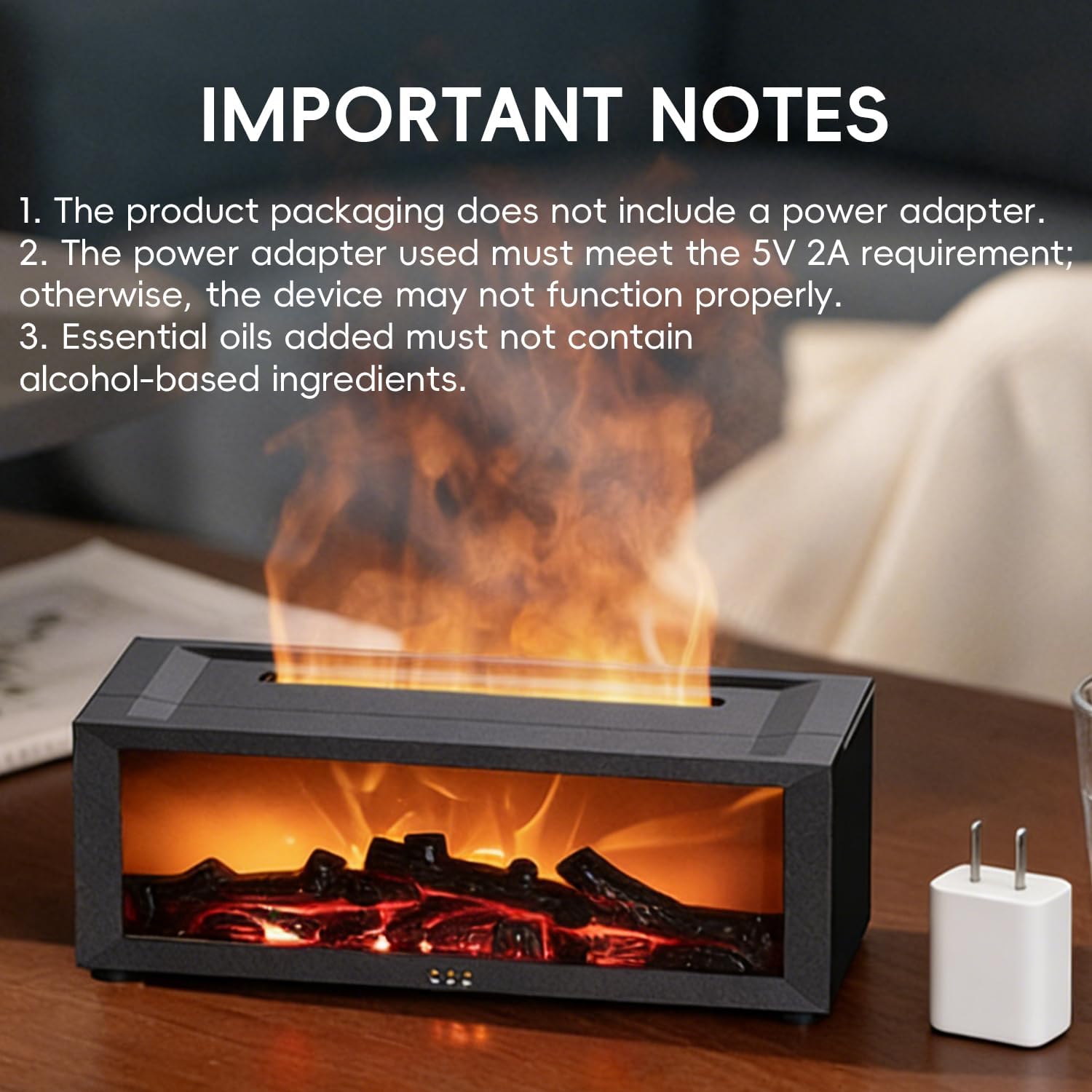 YALEDI Essential Oil Diffuser, 7 Colors Fireplace Flame Fire Oil Diffuser, 150ml Ultrasonic Aromatherapy Humidifier, Scent Diffuser with Remote Control & Timer for Home,Bedroom,Office,Yoga (Black)